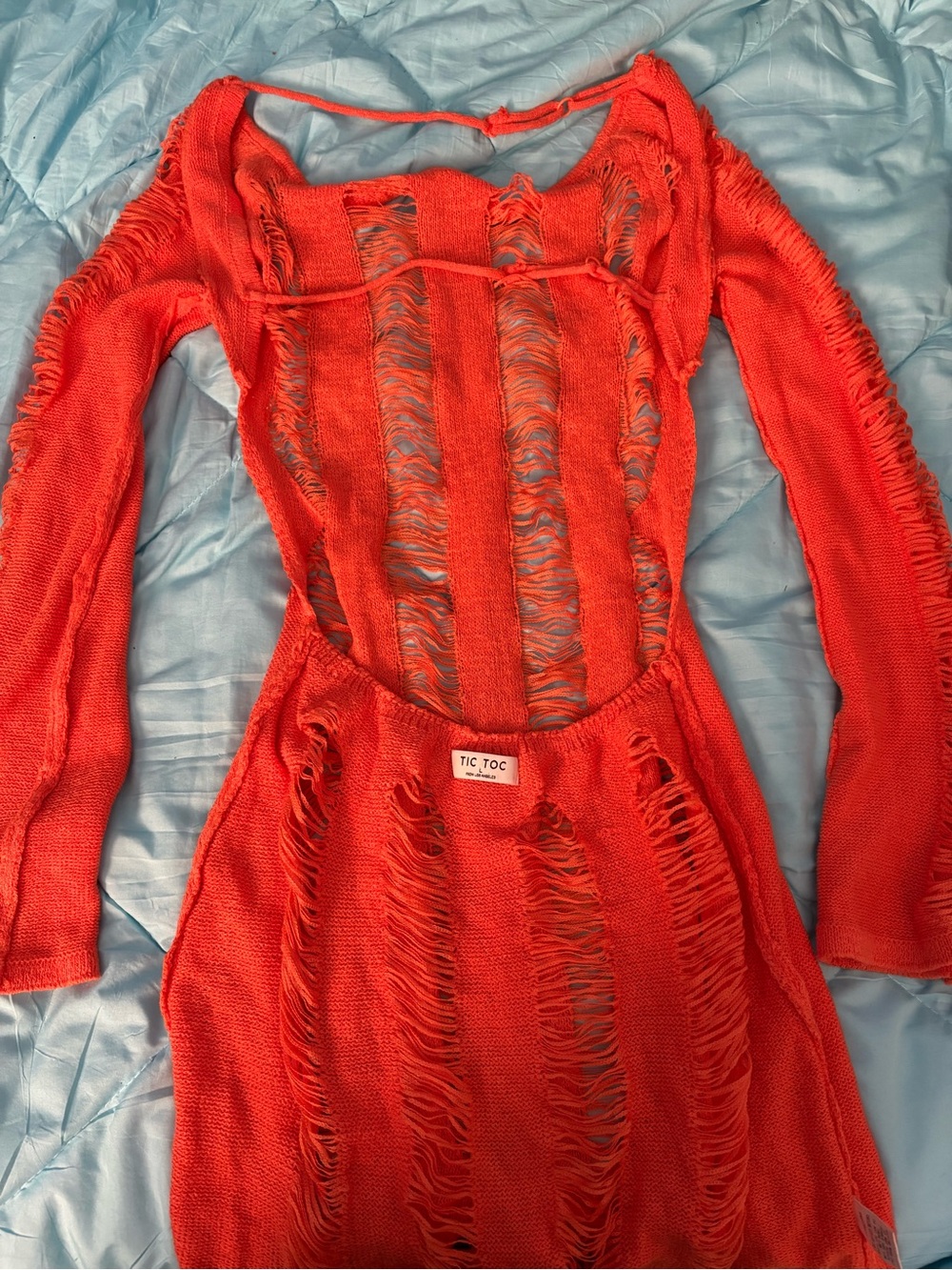 Red Distressed Knit Women’s romper